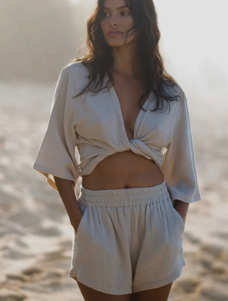 Bali Wrap Top - Baby Blue | 100% Turkish Organic Cotton