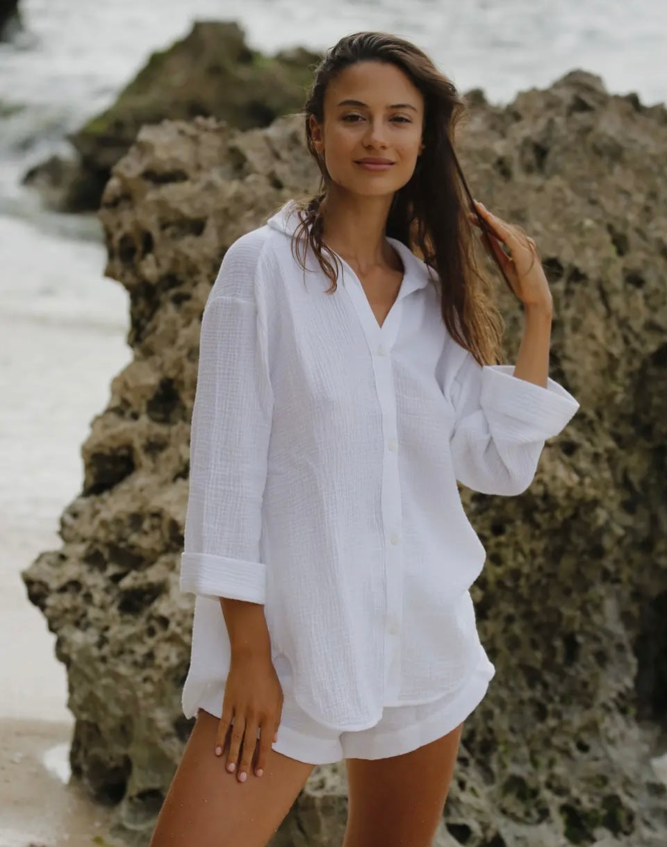 Brisa Maxi Shirt - White
100% Turkish Organic Cotton
