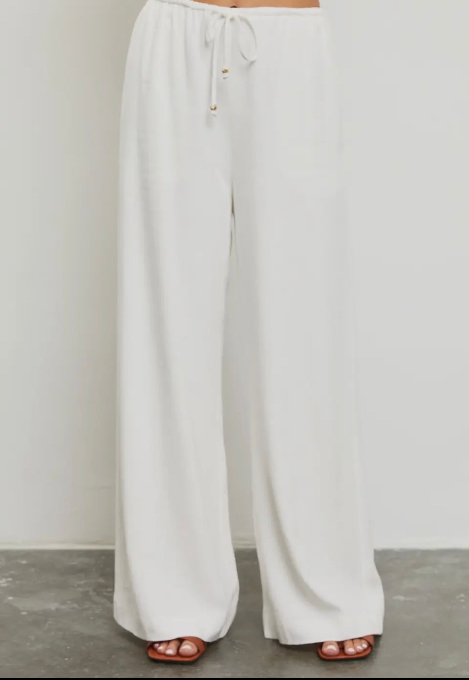 Santa Catalina Drawstring Wide Leg Pants in white