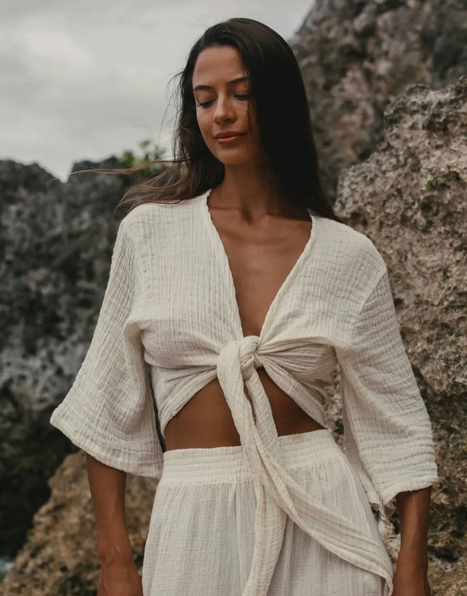 Bali Wrap Top - Outmeal | 100% Turkish Organic Cotton