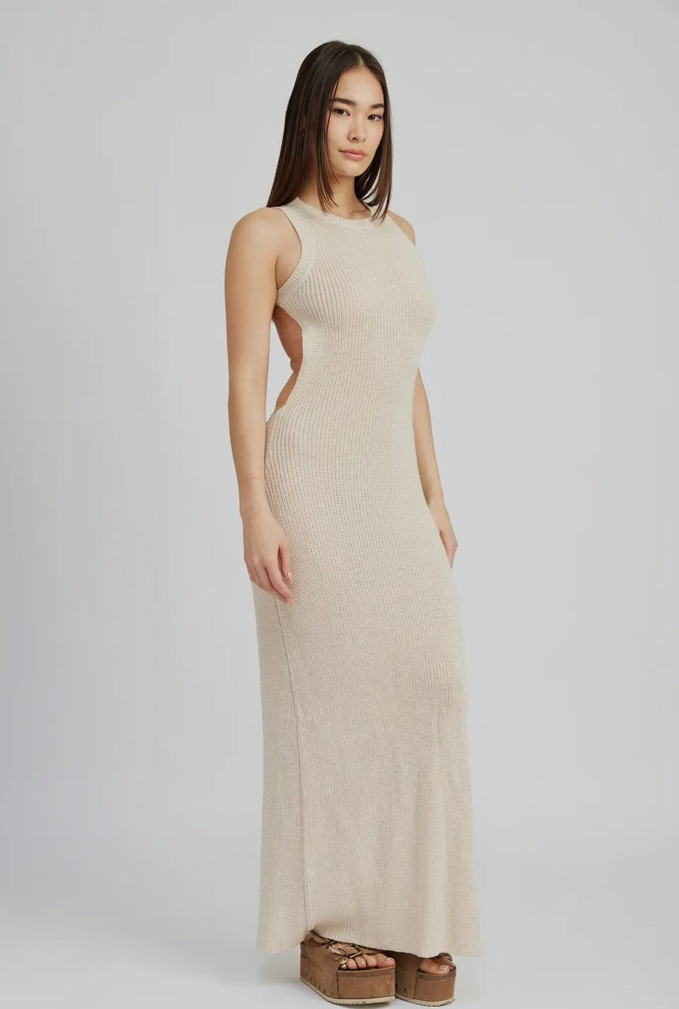 Catalina Halter Neck Maxi / lounge Dress with Open Back