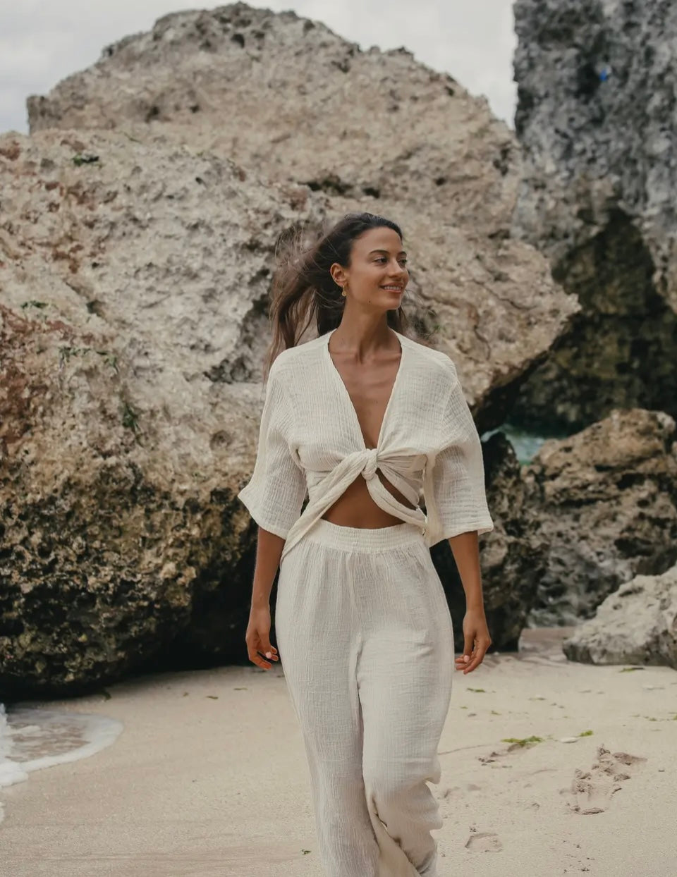 Skye Palazzo Pants - White I 100% Turkish Cotton Beach