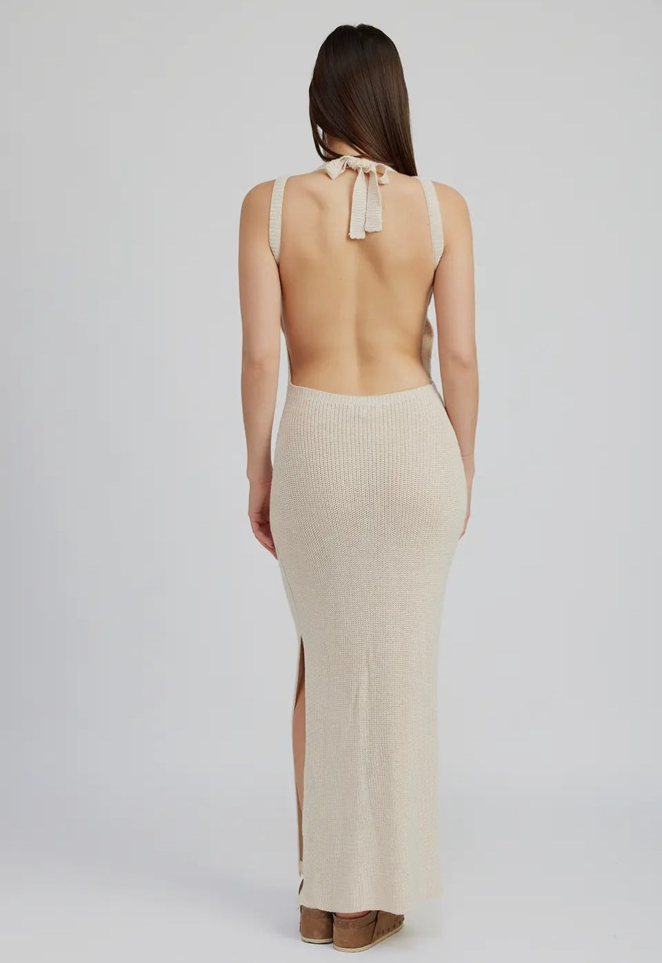 Catalina Halter Neck Maxi / lounge Dress with Open Back