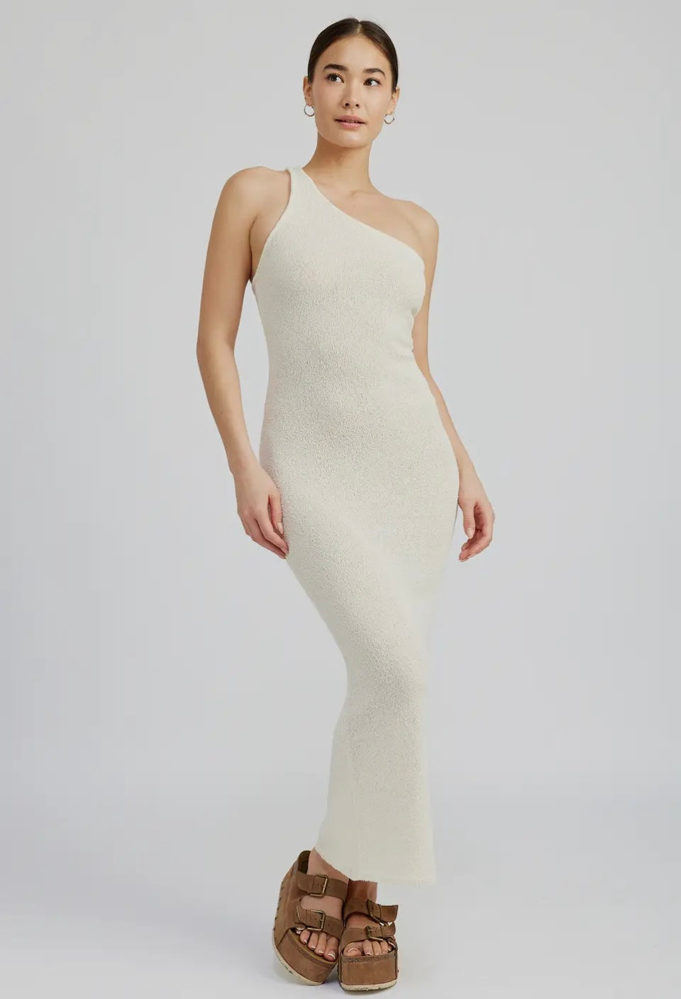 Bermuda One Shoulder  Dress/ ivory